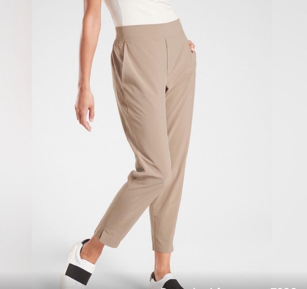 Athleta Women's Brooklyn Ankle Pants Size 0P Beige Casual Pull-On Comfort